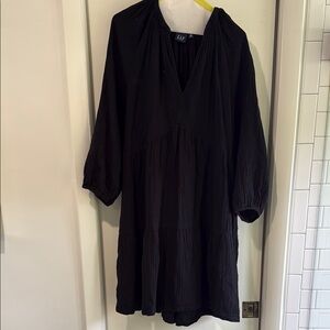 Gap XL Tall Black Long Sleeve Tiered Dress